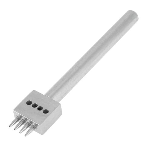 Leather Hole Punch with 4 Prongs, 4mm Round Hole Spacing Hand Punch for Belts Straps and Crafts, Metal Tool for Mallet Use, Single Piece for Workshop Storage in Saudi Arabia