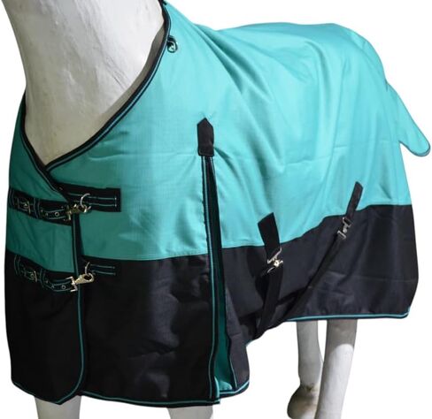 1200D Waterproof Light Weight Poly (100g Fill) Horse Winter Turnout Blanket with Standard Neck AT010002 (Turquoise, 75") in Saudi Arabia