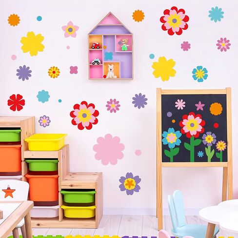 482 قطعة من قصاصات ورق الزهور DIY، قطع على شكل زهرة ملونة، قطع من البطاقات على الوجهين، قطع الزهور مع نقاط صمغ للأطفال في فصل الربيع، مشغولات يدوية مسبقة القطع لتزيين لوحة الإعلانات في الفصل الدراسي in Kuwait