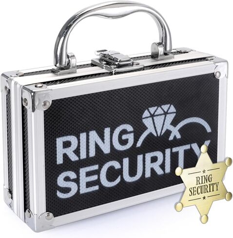 مجموعة مغامرات حامل خاتم الزفاف من Ring Security - حقيبة صندوق مقاس 7.09 بوصة مع شارة معدنية | مثالية لهدايا الحامل والحفلات ذات الطابع الخاص وتخزين كنز ألعاب التجسس (أسود) in Kuwait