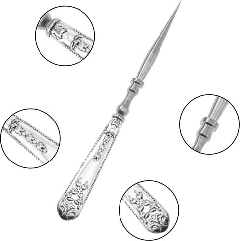 yyangz Vintage Patterned Awl Silver Handmade DIY Sewing Tool Accessories Punching Awl Sewing Needle for Repairing Canvas Leather Soles Handbags in Saudi Arabia
