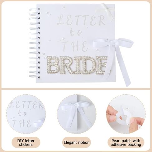 ORIGACH 8 x 8 Inch Letters to The Bride Scrapbook Wedding Photo Album Scrapbook 80 Pages DIY Memory Book for Wedding and Anniversary Family (White) in Saudi Arabia