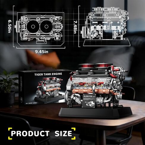 V12 Engine Model Kit Building Set for Tiger Tank, Mini Mechanical Engineering Technic Collectible for Adults Teens Boys 14+ 1236PCS in Saudi Arabia
