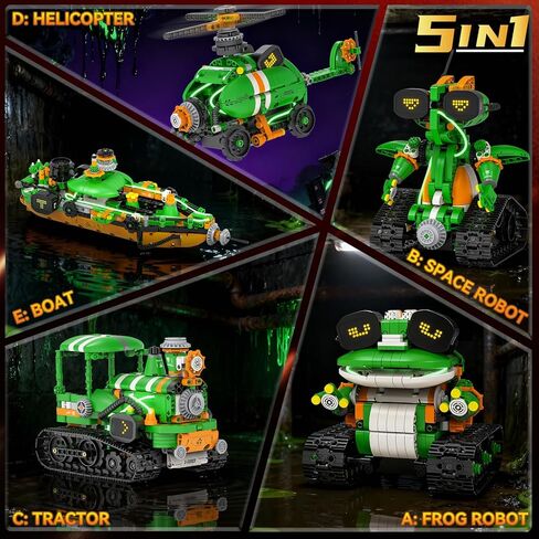 STEM Robot Building Toys for Kids 6-12, 5in1 App & Remote Control STEM Tractor Frog Robot Building Kits, 732PCS DIY Educational Construction Building Block Set for Kid, Erector Set Gift for Boys Girls in Kuwait