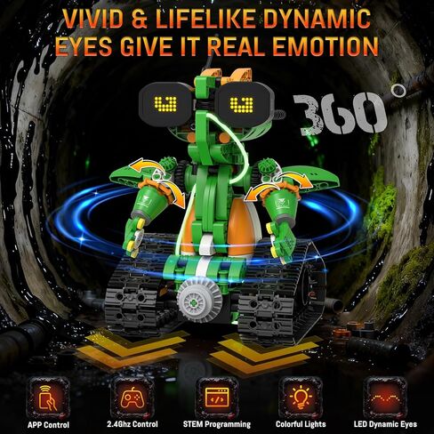 STEM Robot Building Toys for Kids 6-12, 5in1 App & Remote Control STEM Tractor Frog Robot Building Kits, 732PCS DIY Educational Construction Building Block Set for Kid, Erector Set Gift for Boys Girls in Kuwait