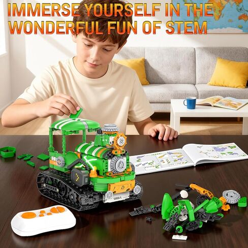 STEM Robot Building Toys for Kids 6-12, 5in1 App & Remote Control STEM Tractor Frog Robot Building Kits, 732PCS DIY Educational Construction Building Block Set for Kid, Erector Set Gift for Boys Girls in Kuwait