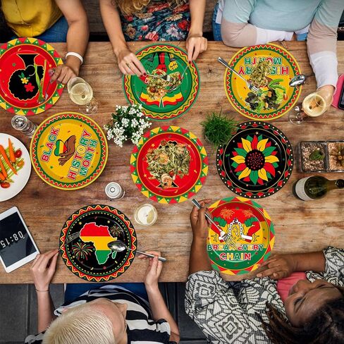 80Pcs Black History Month Birthday Paper Plates African Freedom Party Supplies 7Inch Black History Tableware African Pride Dessert Plate Disposable Dinnerware Decorations for Juneteenth Party Supplies in Saudi Arabia