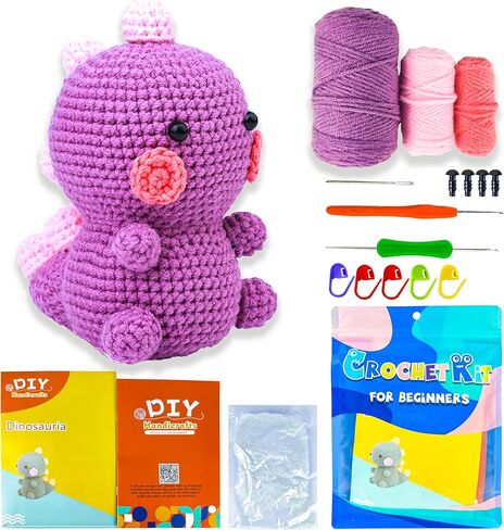 Yowamho Crochet Kit for Beginners, Crocheting Kits for Adults and Kids with Step-by-Step Video Tutorials, DIY Knitting Supplies, Crochet Starter Hook Set with Accessories, Hedgehog in Saudi Arabia