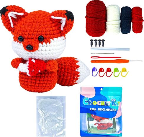 Yowamho Crochet Kit for Beginners, Crocheting Kits for Adults and Kids with Step-by-Step Video Tutorials, DIY Knitting Supplies, Crochet Starter Hook Set with Accessories, Hedgehog in Saudi Arabia
