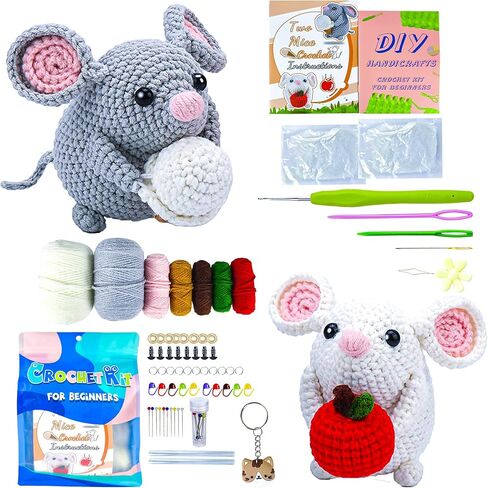 Yowamho Crochet Kit for Beginners, Crocheting Kits for Adults and Kids with Step-by-Step Video Tutorials, DIY Knitting Supplies, Crochet Starter Hook Set with Accessories, Hedgehog in Saudi Arabia
