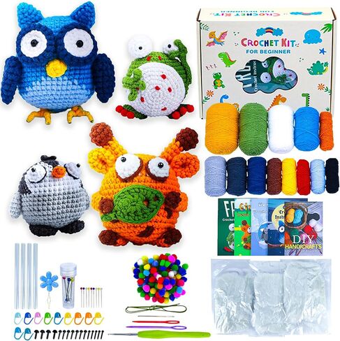 Yowamho Crochet Kit for Beginners, Crocheting Kits for Adults and Kids with Step-by-Step Video Tutorials, DIY Knitting Supplies, Crochet Starter Hook Set with Accessories, Hedgehog in Saudi Arabia