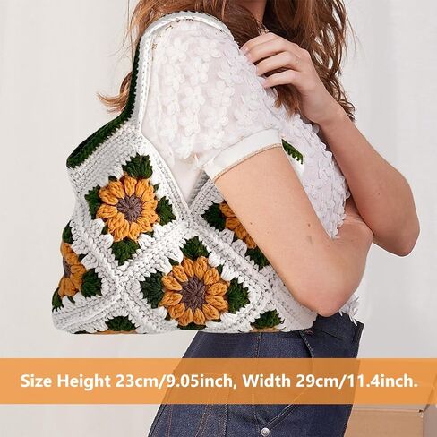 FREEBLOSS Crochet Sunflower Tote Bag Kit Beginners Crochet Kit for Adults with Step-by-Step Video Tutorials Knitting Handbag Set in Saudi Arabia