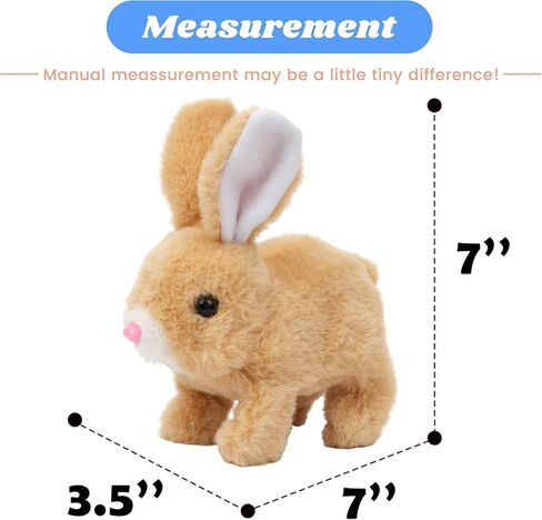 Easter Bunny Toy, Rabbit Interactive Hopping Electronic Pet Plush Bunny Toy with Sounds and Movements Animated Walking Wiggle Ears Twitch Nose (Brown+White) in Saudi Arabia