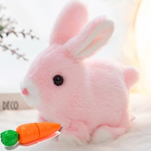 Easter Bunny Toy, Rabbit Interactive Hopping Electronic Pet Plush Bunny Toy with Sounds and Movements Animated Walking Wiggle Ears Twitch Nose (Brown+White) in Saudi Arabia