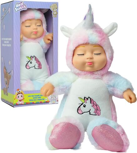 Interactive Singing Plush Animal Doll,14in Realistic Reborn Baby Doll,Soft Plush Toy with Interactive Singing Function Music Box,Baby Doll Hat is Removable.Sleep Doll Suitable for Toddlers. in Saudi Arabia