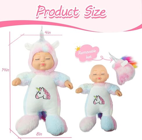 Interactive Singing Plush Animal Doll,14in Realistic Reborn Baby Doll,Soft Plush Toy with Interactive Singing Function Music Box,Baby Doll Hat is Removable.Sleep Doll Suitable for Toddlers. in Saudi Arabia