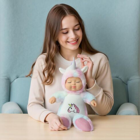 Interactive Singing Plush Animal Doll,14in Realistic Reborn Baby Doll,Soft Plush Toy with Interactive Singing Function Music Box,Baby Doll Hat is Removable.Sleep Doll Suitable for Toddlers. in Saudi Arabia