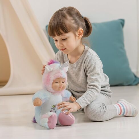 Interactive Singing Plush Animal Doll,14in Realistic Reborn Baby Doll,Soft Plush Toy with Interactive Singing Function Music Box,Baby Doll Hat is Removable.Sleep Doll Suitable for Toddlers. in Saudi Arabia
