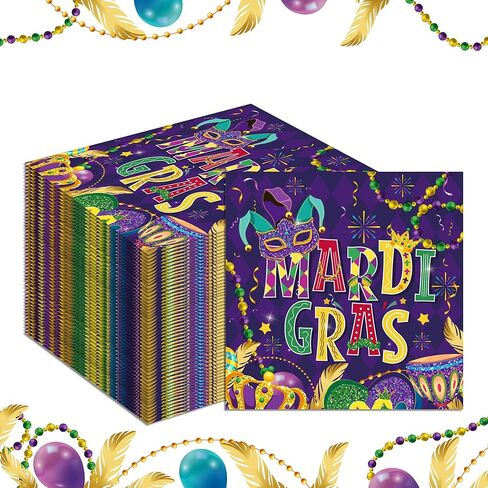 40Pcs Mardi Gras Paper Napkin Mardi Gras Masquerade Party Napkins Carnival Theme Party Paper Napkins New Orleans Mask Disposable Napkins Carnival Masquerade Napkin for Mardi Gras Party Decor in Saudi Arabia