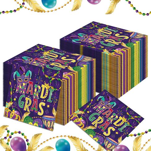 40Pcs Mardi Gras Paper Napkin Mardi Gras Masquerade Party Napkins Carnival Theme Party Paper Napkins New Orleans Mask Disposable Napkins Carnival Masquerade Napkin for Mardi Gras Party Decor in Saudi Arabia