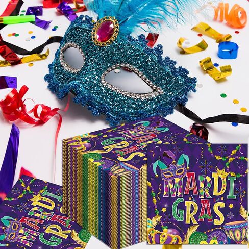 40Pcs Mardi Gras Paper Napkin Mardi Gras Masquerade Party Napkins Carnival Theme Party Paper Napkins New Orleans Mask Disposable Napkins Carnival Masquerade Napkin for Mardi Gras Party Decor in Saudi Arabia