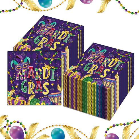 40Pcs Mardi Gras Paper Napkin Mardi Gras Masquerade Party Napkins Carnival Theme Party Paper Napkins New Orleans Mask Disposable Napkins Carnival Masquerade Napkin for Mardi Gras Party Decor in Saudi Arabia