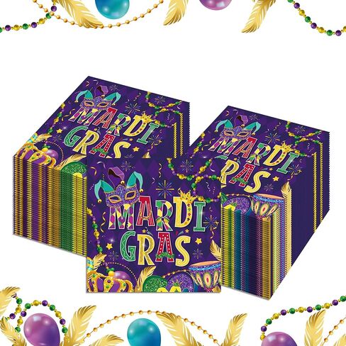 40Pcs Mardi Gras Paper Napkin Mardi Gras Masquerade Party Napkins Carnival Theme Party Paper Napkins New Orleans Mask Disposable Napkins Carnival Masquerade Napkin for Mardi Gras Party Decor in Saudi Arabia
