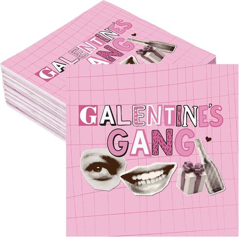 Nuogo 50 جهاز كمبيوتر شخصى Galentines Gang Napkins 6.5 × 6.5 بوصة Galentines Day ديكورات عيد الحب الوردي كوكتيل المناديل للسيدات عيد الحب حزب تفضل الجدول ديكور صور الدعائم in Kuwait