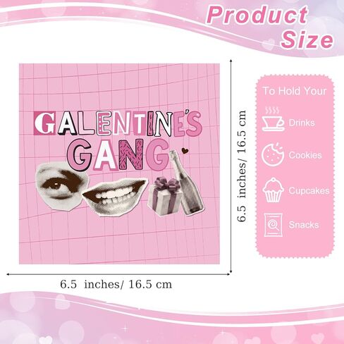 Nuogo 50 جهاز كمبيوتر شخصى Galentines Gang Napkins 6.5 × 6.5 بوصة Galentines Day ديكورات عيد الحب الوردي كوكتيل المناديل للسيدات عيد الحب حزب تفضل الجدول ديكور صور الدعائم in Kuwait