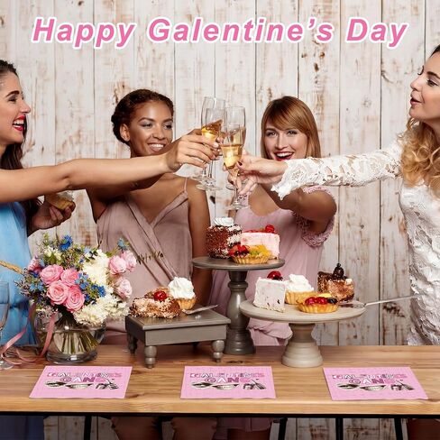 Nuogo 50 جهاز كمبيوتر شخصى Galentines Gang Napkins 6.5 × 6.5 بوصة Galentines Day ديكورات عيد الحب الوردي كوكتيل المناديل للسيدات عيد الحب حزب تفضل الجدول ديكور صور الدعائم in Kuwait