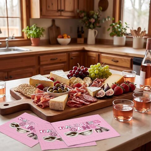Nuogo 50 جهاز كمبيوتر شخصى Galentines Gang Napkins 6.5 × 6.5 بوصة Galentines Day ديكورات عيد الحب الوردي كوكتيل المناديل للسيدات عيد الحب حزب تفضل الجدول ديكور صور الدعائم in Kuwait