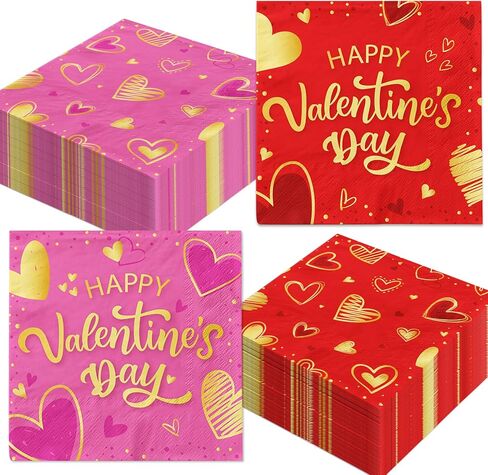 48 قطعة من مناديل عيد الحب للاستعمال مرة واحدة، مناديل ورقية على شكل قلب لتزيين عيد الحب - لوازم حفلات الزفاف وأعياد الميلاد وعيد الحب in Kuwait