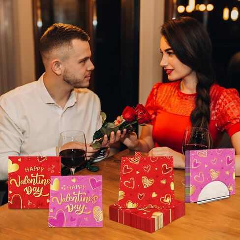 48 قطعة من مناديل عيد الحب للاستعمال مرة واحدة، مناديل ورقية على شكل قلب لتزيين عيد الحب - لوازم حفلات الزفاف وأعياد الميلاد وعيد الحب in Kuwait