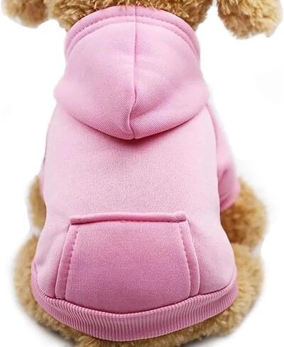 Winter Dog Hoodie Sweatshirts with Pockets and Hat Warm Dog Clothes for Small Dogs Coat Clothing Puppy Cat Custume(Pink S) in Saudi Arabia
