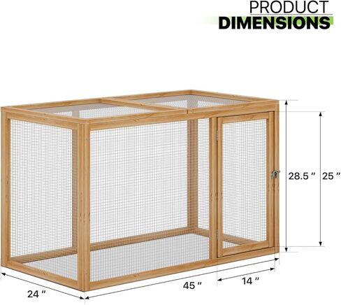 Magshion Outdoor Chicken Coop Run with Ventilated Wire Fence, Top Access, Wooden Bunny Cage Poultry Hutch for Small Animals up to 2 Chickens (Standard Size) or 4 Bantams, 45" Natural in Kuwait