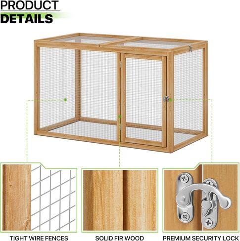 Magshion Outdoor Chicken Coop Run with Ventilated Wire Fence, Top Access, Wooden Bunny Cage Poultry Hutch for Small Animals up to 2 Chickens (Standard Size) or 4 Bantams, 45" Natural in Kuwait