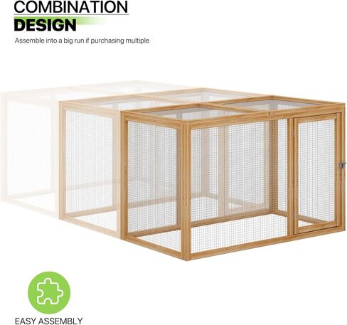 Magshion Outdoor Chicken Coop Run with Ventilated Wire Fence, Top Access, Wooden Bunny Cage Poultry Hutch for Small Animals up to 2 Chickens (Standard Size) or 4 Bantams, 45" Natural in Kuwait