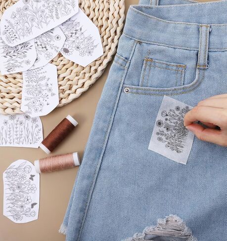 25PCS Embroidery Patterns Water Soluble, 2 Sheets Wildflower Embroidery Patterns for Hand Sewing Needlework Beginners (11.7 * 8 Inch) in Saudi Arabia
