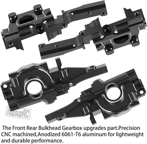 Aluminum Front Rear Bulkhead Gearbox Steel Diff Gear Upgrades for 1/16 E-Revo VXL,Slash 4WD,Summit,Alloy RC Gearbox w/Transmission Gear Hops Up,Black in Saudi Arabia