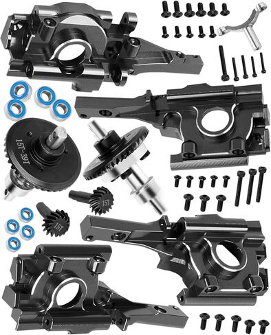 Aluminum Front Rear Bulkhead Gearbox Steel Diff Gear Upgrades for 1/16 E-Revo VXL,Slash 4WD,Summit,Alloy RC Gearbox w/Transmission Gear Hops Up,Black in Saudi Arabia