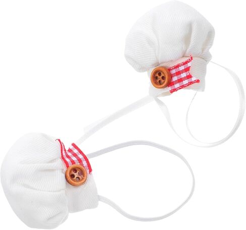 Uonlytech 2Pcs Plush Doll Chef Hat Soft Miniature Cooking Caps with Elastic Band for Stuffed Animals Decorative Dress Up Accessory for Creative Play in Saudi Arabia