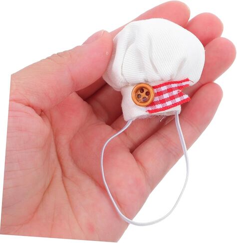 Uonlytech 2Pcs Plush Doll Chef Hat Soft Miniature Cooking Caps with Elastic Band for Stuffed Animals Decorative Dress Up Accessory for Creative Play in Saudi Arabia
