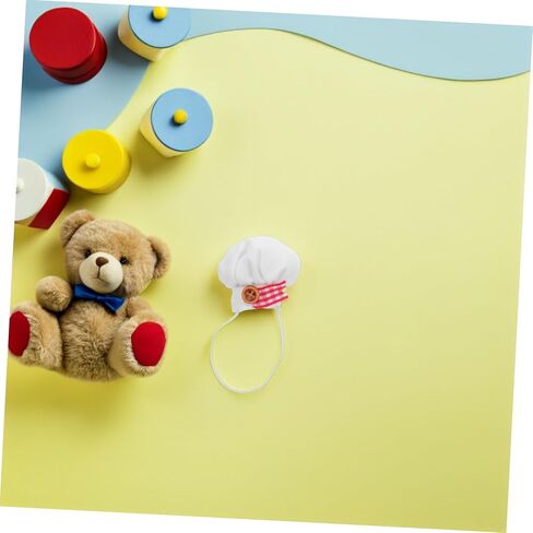 Uonlytech 2Pcs Plush Doll Chef Hat Soft Miniature Cooking Caps with Elastic Band for Stuffed Animals Decorative Dress Up Accessory for Creative Play in Saudi Arabia