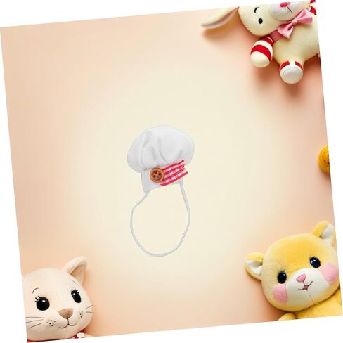 Uonlytech 2Pcs Plush Doll Chef Hat Soft Miniature Cooking Caps with Elastic Band for Stuffed Animals Decorative Dress Up Accessory for Creative Play in Saudi Arabia