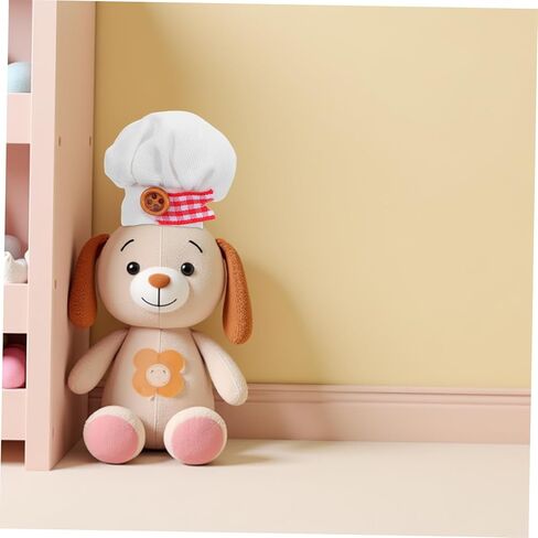 Uonlytech 2Pcs Plush Doll Chef Hat Soft Miniature Cooking Caps with Elastic Band for Stuffed Animals Decorative Dress Up Accessory for Creative Play in Saudi Arabia