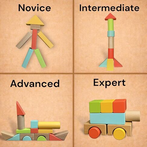 مجموعة مكعبات البناء الخشبية المكونة من 100 قطعة من MOD - تتضمن غطاءًا شديد التحمل لفرز الأشكال ودلو تخزين، مكعبات خشبية بألوان الباستيل، لعبة تعليمية خالية من الشاشة للأطفال الصغار من سن 1 2 3 in Kuwait