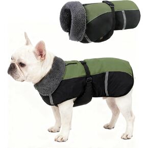 SCENEREAL Warm Dog Coat - Waterproof Dog Jacket Fleece Vest with Adjustable Buckle & Leash Hole, Windproof Reflective Cold Weather Coats for Small Medium Large Dogs in Kuwait