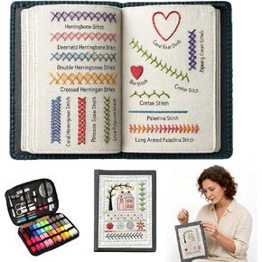 2026 New Embroidery Stitch Book Kit,All Scenario Embroidery Learning Book,Comes with a Complete Toolkit and Instructional Tutorial,Hand Embroidery Patterns Kit for DIY and Sew Enthusiast in Kuwait