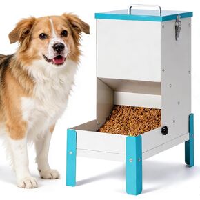 وحدة تغذية أوتوماتيكية للكلاب سعة 10 لتر، وحدة تغذية تلقائية للقطط مع موزع طعام للكلاب مزود بقاعدة الجاذبية مع صينية تغذية قابلة للفصل، محطة تغذية للحيوانات الأليفة مجلفنة للكلاب والقطط (10 لتر) in Kuwait