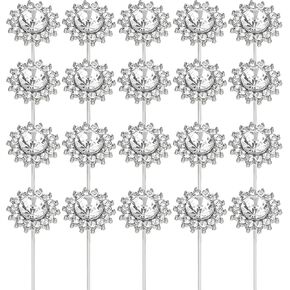20Pcs Diamond Pins for Bouquets, Rhinestone Flower Head Decorative Pins, Diamond Head Flower Corsage Boutonniere Pin for Wedding Bouquet Jewelry Ornaments Decoration DIY Craft, Silver in Kuwait
